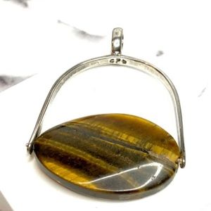 Tiger's Eye Reversible 925 Silver Pendant